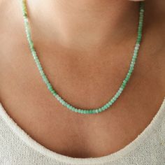 Want to save 15% off your first order? Sign up for our newsletter by visiting our website and filling out the pop up form. Receive a code by email, then send us that code through Etsy messages to save 15% off your ETSY order, sign up here: www.earthlyabundancejewelry.com  Chrysoprase opens, activates and energises the heart and sacral chakras, balances yin-yang energy, and brings Universal energy into the physical body. It induces deep meditative states, and imparts a sense of being a part of th Green Aventurine Beaded Hand-strung Necklace, Green Aventurine Crystal Necklaces With Round Beads, Green Amazonite Round Beads Necklaces, Green Amazonite Single Strand Necklace, Everyday Green Round Bead Necklaces, Green Amazonite Gemstone Beads Jewelry, Green Amazonite Beaded Necklaces, Green Amazonite Hand-strung Jewelry, Green Amazonite Jewelry With Gemstone Beads