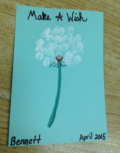 a handmade card with a dandelion drawn on it and the words make a wish