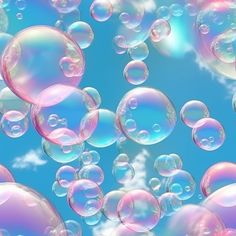 soap bubbles floating in the air on a sunny day