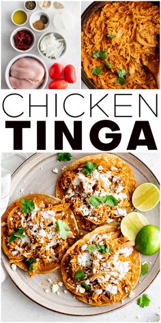 the chicken tinga recipe is ready to be eaten and put on the table for dinner