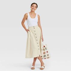 Reposhing This Item I Purchased From @Bubbleandsqueak. Loved It, Just Not My Size. Questions? Leave A Comment Below! Casual Beach Skirt With Button Closure, Casual Skirt With Buttons, Casual Button Skirt For Vacation, My Size, Linen Shorts, Universal Thread, Comfy Fits, White Tank, Sleeveless Tank Top