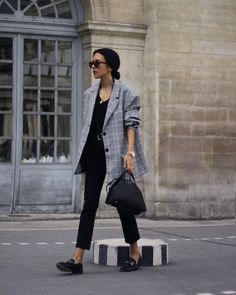 Oversize Blazer Outfit, Plaid Blazer Outfit, Blazer Street Style, Look Jean, Casual Chique, Blazer Outfit, Power Dressing, Checked Blazer, Outfit Trends