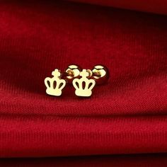 Surgical Steel Gold Small Crown Ear Stud Earrings Womens Girls Jewelry Gift | eBay Goddess Of Fortune, Small Crown, Steel Earrings, Ear Stud, Stainless Steel Earrings, Girls Jewelry, Greek Mythology, Ear Studs, Jewelry Gift