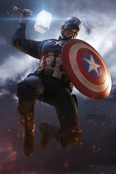 captain america flying through the air with his arms outstretched