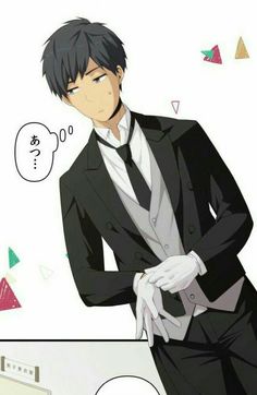 an anime character in a suit and tie