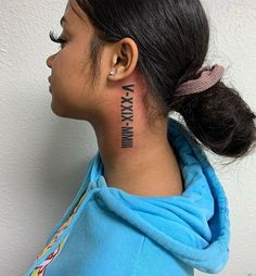 Explore the art of Roman numeral tattoos and learn how they turn ordinary numbers into symbolic ink. Chinese Letter Tattoos, Small Dope Tattoos, Baddie Tattoos, Piercings Ideas, Roman Numeral Tattoos, Neck Tattoos Women