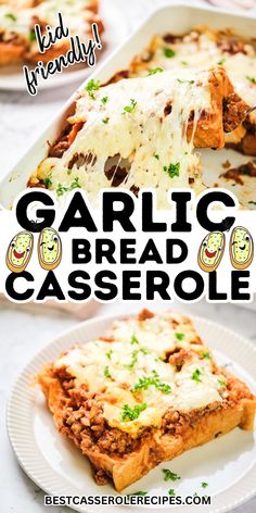 this garlic bread casserole is loaded with ground beef and cheese