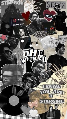 the weeknd collage with various pictures and words on it, including an image of a