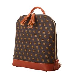 A Mini Monogram Moment  This classic backpack, crafted from lightweight textured Italian coated cotton, will take all your essentials on the go in style. Classic Brown Coated Canvas Backpack, Brown Coated Canvas Standard Backpack, Brown Rectangular Coated Canvas Backpack, Rectangular Brown Coated Canvas Backpack, Brown Coated Canvas Backpack With Zipper Closure, Brown Coated Canvas Backpack For Daily Use, Daily Use Brown Coated Canvas Backpack, Db Logo, Monogram Pendant