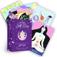 the sacred self - care book is shown in three different colors and designs, including an image of a woman