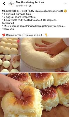 a collage of photos showing different types of breads and pastries being made