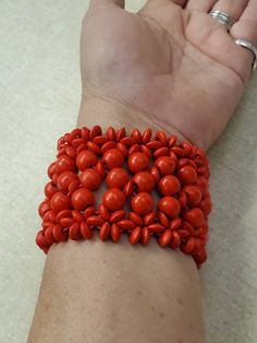 Metal Free, Candy Apple Red, Wooden Beaded Bracelet, Expandable Bracelet, Costume Jewelry, Fashion Accessory This is a great little find and priced to sell. This is 2 inches in diameter and does expand to 4 inches. Total length is 8 inches long if laid flat and cut in half. This is 2.40 inches wide. Check out our shop for monthly specials. We have a variety of items for every taste. Combine several of our items together to save on shipping. If you have any questions, please do not hesitate to as Red Wooden Beads Bracelets As Gift, Adjustable Red Beaded Bracelets With Wooden Beads, Red Wooden Bead Bracelets, Red Wooden Round Bead Bracelets, Red Wooden Round Beads Bracelet, Red Stretch Bangle Bracelet With Colorful Beads, Red Bohemian Beaded Bracelets, Handmade Red Beaded Bangle Bracelets, Handmade Red Beaded Bangle Bracelet