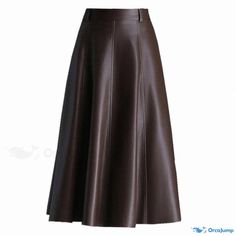 Orcajump - Elegant Sheepskin Skirt with a Long Simple Design, Elastic Waist, and Modern A-line Silhouette Fitted A-line Brown Bottoms, Types Of Skirts, A Line Skirt, A Line Skirts, Simple Design, Simple Designs, Elastic Waist, A Line, Elastic