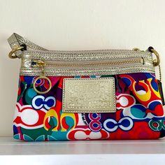 Brand New Bag. Only Missing Crossbody Strap. Coach Multicolor Clutch Bag, Coach Multicolor Shoulder Bag With Detachable Strap, Multicolor Coach Clutch Bag, Coach Multicolor Bags With Gold-tone Hardware, Multicolor Coach Bags With Gold-tone Hardware, Trendy Multicolor Coach Shoulder Bag, Coach Poppy, Bags Coach, New Bag