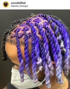 Purple Locs, Mens Twists, Women Dreadlocks, Loc Colors, Hair Tattoo Designs, Colored Locs, Dreadlocks Hair Care, Colored Dreads, Mens Twists Hairstyles