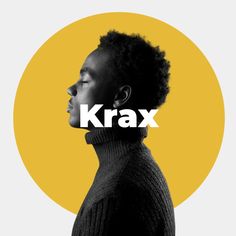 a woman with her eyes closed and the words krax in front of her