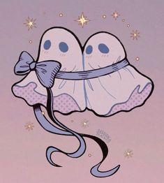 two ghost like objects with bows on their heads