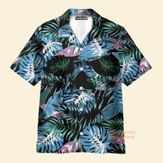 FamilyStore Leaves Tropical Floral Skull - Hawaiian Shirt Summer Skull Print Short Sleeve T-shirt, Casual Summer Shirt With Skull Print, Black Tropical Camp Shirt With Graphic Print, Black Tropical Shirt With Graphic Print, Summer Skull Print Relaxed Fit Shirt, Black Skull Print Shirt For Summer, Skull Print Cotton Beach Tops, Cotton Beach Tops With Skull Print, Summer Skull Print Streetwear Shirt