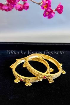 Gold Bangles with Ruby and Emerald Beautiful Bangles, Saree Designs Party Wear, Emerald Stone, Elevate Your Look, Gold Bangles, Elevate Your Style, Saree Designs, Party Wear, In Style