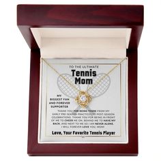 Are you looking for a cute or unique gift idea for your biggest fan? Celebrate your amazing tennis mom this Mother's Day, Christmas, or on her birthday with this beautiful pendant necklace and a heartfelt message card featuring a thoughtful note curated especially with your mom in mind. Show her she is the real MVP!FEATURES OF THE TENNIS MOM NECKLACE: ✨- 14k white gold finish or 18k yellow gold finish- 6.5mm round cut cubic zirconia stone- Pendant dimensions: 0.8" (2.2cm) height / 0.7" (1.8cm) w Beautiful Pendant Necklace, Wife Necklace, Anything For You, Love Knot Necklace, My Beautiful Daughter, Daughter Necklace, Mors Dag, Mom Necklace, Love Knot