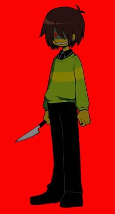 a cartoon character with a knife in his hand