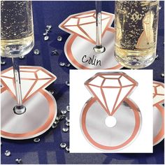 there are three different pictures of the same diamond on each coasters, and one has a drink glass in front of it