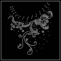 a black background with white dots in the shape of an abstract flower and swirls