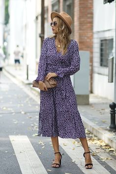 Navy Blue V Neck Tie Waist Long Sleeve Floral Dress Purple Long Sleeve Midi Dress For Fall, Casual Purple Midi Dress For Fall, Purple Long Sleeve Non-stretch Dress, Casual Purple Midi Dress For Work, Purple Dresses For Day Out In Fall, Purple Dress For Day Out In Fall, Fall Day Out Purple Dress, Dresses Floral, Long Sleeve Floral Dress