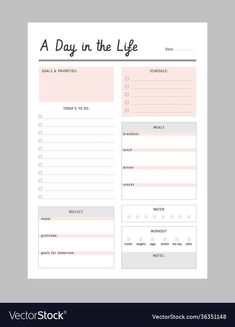 a day in the life printable planner