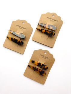 "This is set of two raindrop shaped hair clips. Each one is different! These are a traditional tortoise shell color with orange/brown/black.  These are smaller than some of my other clips. Great for thin hair, children, or to told a small piece of hair back.  There is an alligator clip on the back. It has a strong grip! Each clip measures 2\"." Brown Black Hair, Small Hair Clip, Blue Green Hair, Elastic Heart, My New Haircut, Black Hair Clips, Small Hair Clips, Tortoise Shell Hair, Shell Color