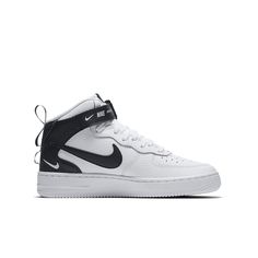 Nike Air Force 1 Mid LV8'White Black' GS White/Tour Yellow-Black AV3803-100 White High-top Scratch-resistant Basketball Shoes, White Scratch-resistant Basketball Shoes For Streetwear, White Scratch-resistant Mid-top Sneakers, White Scratch-resistant Lace-up Sneakers, White Scratch-resistant Sneakers For Sports, Nike Air Force 1 High-top For Sports, White Nike Air Force 1 Mid-top, Nike Air Force 1 Mid, Air Force 1 Mid