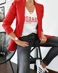 Red Blazer Outfit, Blazer Outfit, Blazer Outfits, Work Attire