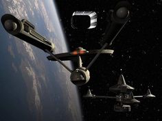 an artist's rendering of the space station in orbit, with earth in the background