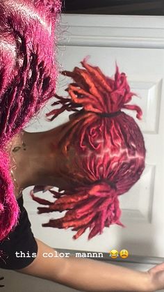 Sunset Dyed Locs, Hair Dye Colors For Locs, Pink And Blonde Locs Black Women, Colored Starter Locs Black Women, Orange And Pink Locs, Locs Natural Hair Short, Me When I See Something Cool, Pink Skunk Stripe Locs