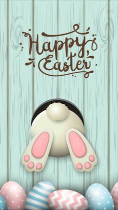 an easter card with bunny ears and eggs