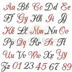 the upper and lower letters are drawn in red ink