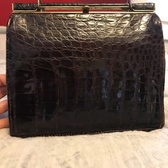 Late Grandmothers Alligator Leather Bag. Gold Trim, Chain Handle, Real Alligator Leather. Four Stand Up Pieces On Bottom. Hasn’t Been Used In Years, Still Has A Lot Of Life Left! Body Color, Body Colour, Gold Trim, Alligator, Stand Up, Cross Body, Leather Bag, Bag Lady, Trim