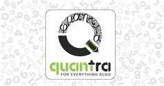 the logo for qunitraa for everything algo, with numbers in the background