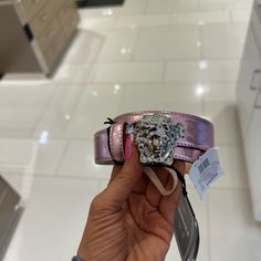 New! Barbie’s Dream Versace Belt! Pink And Silver Metallic. Comes With Dust Bag Versace Pink, New Barbie, Pink Belt, Versace Belt, Versace Accessories, Pink And Silver, Metallic Silver, Versace, Belts