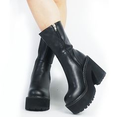 Welcome To Rarove Official Store! Brand Name Rarove Boot Type Basic Shaft Material PU Outsole Material Rubber Upper Material PU Origin US(Origin) CN Sichuan Season Winter Insole Material PU Heel Type Strange Style Lining Material PU Boot Height Mid-Calf Item Type Boots Fashion Element Platform Department Name Adult Toe Shape Round Toe Heel Height Super High (8cm-up) With Platforms Yes Platform Height 5-7cm is_handmade Yes Pattern Type Solid Fit Fits true to size, take your normal size Closure Type Slip-On Platform Height About 4.7CM Heel Height About 11.5CM Shoes Size 34 35 36 37 38 39 40 41 42 43 Available Color Black Brown UN IF Boots Demo nia Boots 1,please be sure to choose size according to the feet length (cm). 2,The Manufacturer size isn't UK size.if you have UK size .please be sure Goth Platforms, Platform Shoes Boots, Fall Winter Shoes, Halloween Goth, Y2k Casual, Black Punks, Women Platform Shoes, Chelsea Boots Women