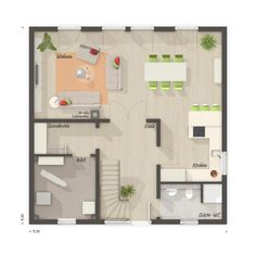 the floor plan for a small apartment with one bedroom, two bathrooms and an attached living room