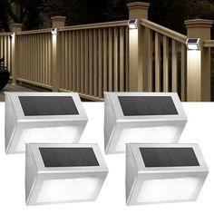 3 pack solar powered motion sensor outdoor wall lights for deck railings and walkways