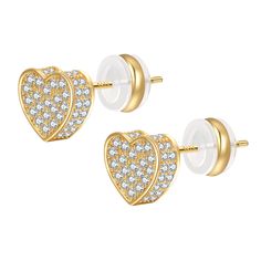 PRICES MAY VARY. ✦Gold Heart Earrings✦Funkygold stud earrings, cubic zirconia earrings studs are set with AAAAA grade cubic zirconia, women's earrings hypoallergenic, very friendly to sensitive skin. ✦ Fashionable Design ✦ The surface of the three-dimensional zirconia is very shiny, and it is very eye-catching wherever you go after wearing it. The design of the straight needle protects the ears, is easy to wear, and is not easy to fall off. ✦ Premium Material✦ High quality 18k gold and silver plating, 925 Sterling silver studs, so that the color of the ear studs can be maintained for a long time, not easy to oxidize. everyone will love this hip hop jewelry. ✦Jewelry Gifts✦ cz stud earrings are simple and delicate, suitable for ladies. A meaningful gift for yourself, mother, wife, daughter, Gold Round Earrings, Gold Heart Earring, Stud Earrings For Men, Earrings Hypoallergenic, Cubic Zirconia Earrings, Cz Stud Earrings, Earrings Studs, Round Stud Earrings, Zirconia Earrings