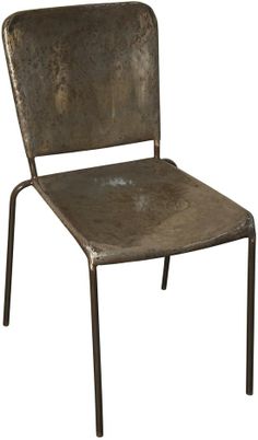 an old metal chair is shown against a white background