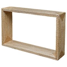 an empty wooden frame on a white background