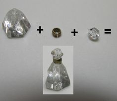 three pieces of glass are shown next to each other, including a ring and an object