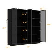 an image of a black cabinet with measurements