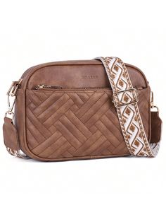 Brown Casual,Elegant,Glamorous,Preppy,Vintage,Unisex,Vacation,Funky,Fashionable,Minimalist Collar  PU Leather Geometric,Plain,Striped,All Over Print,Textured Pattern,Retro Boston Bag,Box Bag,Square Bag,Messenger Bag,Camera Bag Embellished   Women Bags Small Crossbody Purse, Crossbody Bags For Women, Quilted Crossbody Bag, Handbag Wallet, Guitar Strap, Small Crossbody, Square Bag, Shoulder Handbags, Luggage Bags