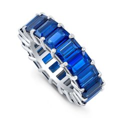 Emerald Cut Blue Sapphire Eternity Band ... Blue Sapphire Eternity Band, Emerald Cut Eternity Band, Ceylon Sapphire Ring, Sapphire Eternity Band, Blue Sapphire Jewelry, Jewelry Drawing, Sapphire Band, Eternity Wedding Band, Fine Jewelry Designers