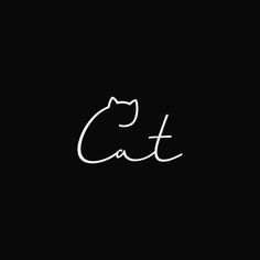 the word cat written in white on a black background